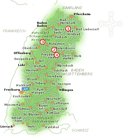 Gastgeberkarte Hotels im Schwarzwald