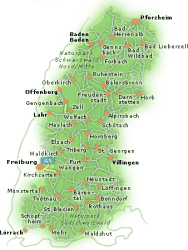 Karte Hotels Schwarzwald